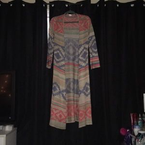 Long printed cardigan